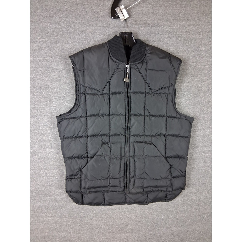 Vintage Walls Mens Jacket‎ Medium Tall Black Goose Down Western Wear Vest